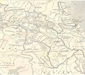 Карта военных действий в Закавказском крае с 1809 по 1817 год с границами по Гюлистанскому договору и Бухарестскому миру